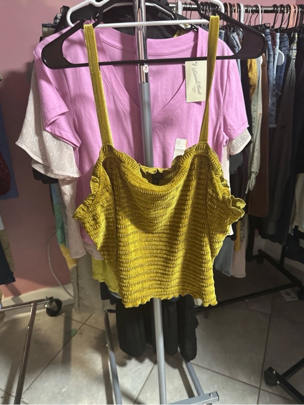 wild fable Mustard Yellow Smocked Crop Tank Top